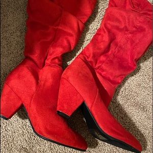 Calf length Red boots